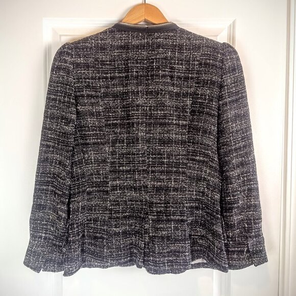 Nanette Lepore Black Tweed Full Zip Blazer Jacket - Picture 4 of 9